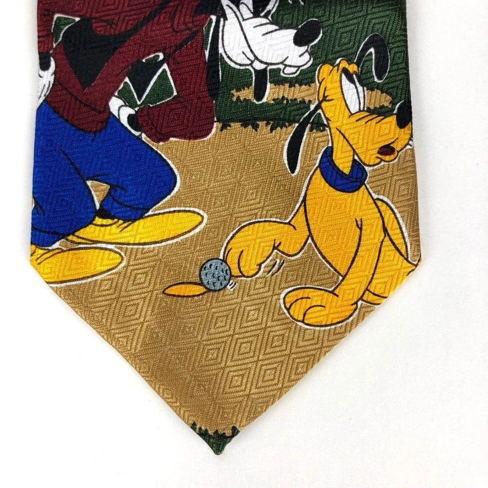 Mickey Unlimited Tie MICKEY MOUSE PLUTO GOOFY Golf Necktie Made In Korea 4x56
